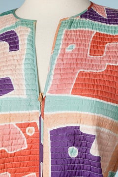 Multicolor quilted coat with belt Moly Mc Fadden