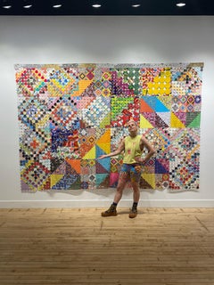 Arazzo da parete in carta e filo trapuntato multicolore di Kelly Kozma