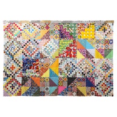 Multicolor Quilted Paper and Thread Wall Tapestry by Kelly Kozma