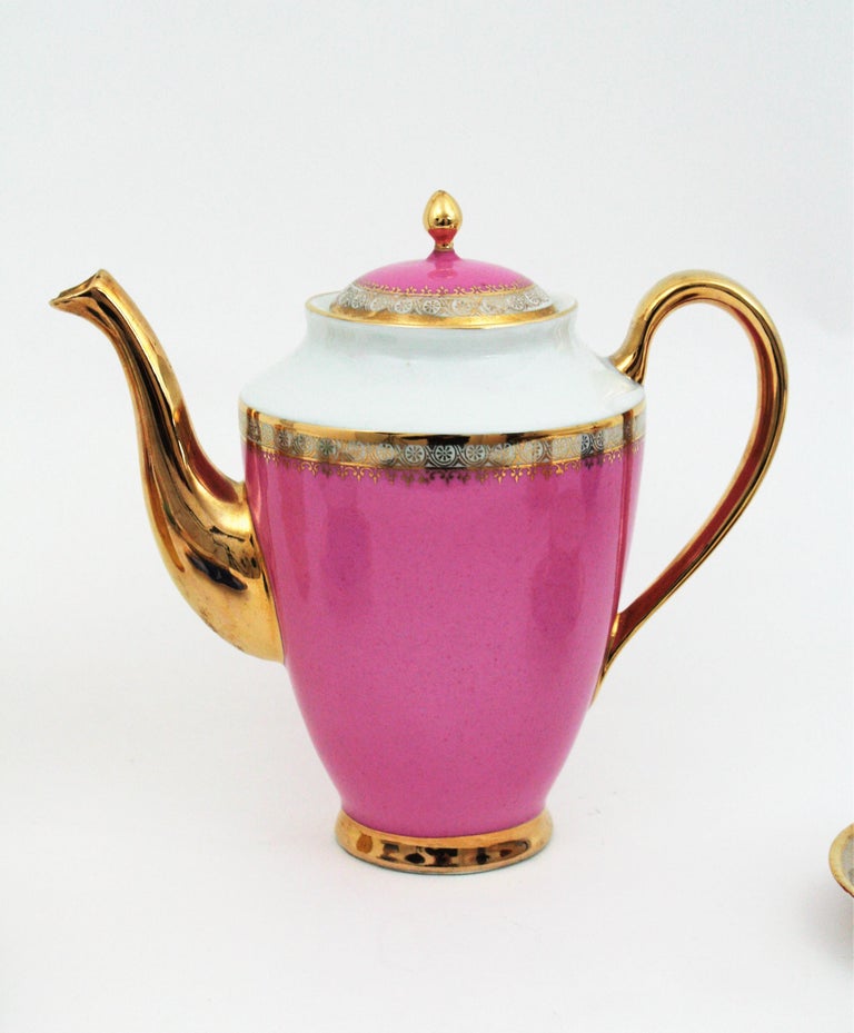 Multicolor Rainbow Coffee or Tea Porcelain Set with Gold Rims, Spain ...