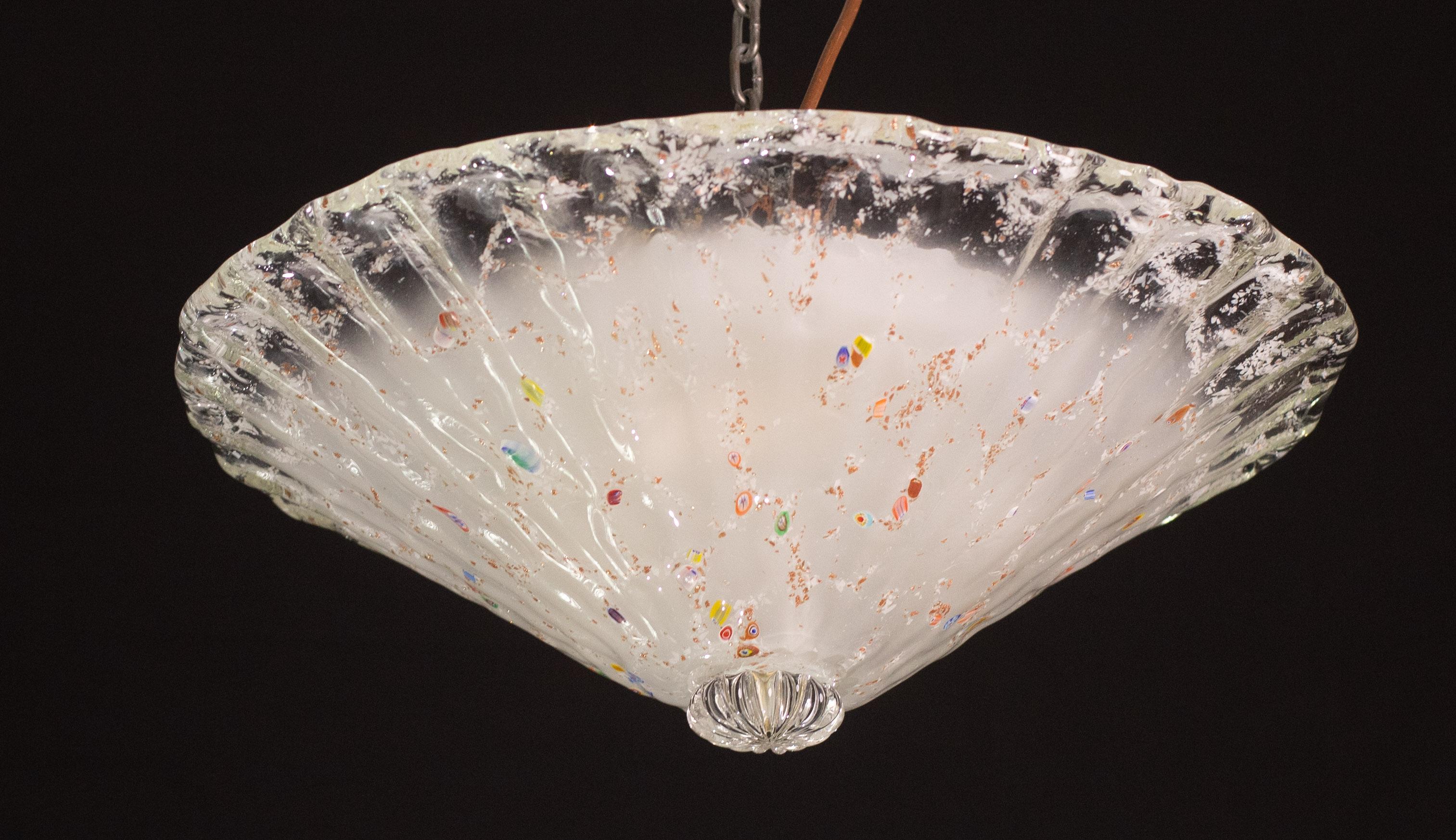 Fine XX secolo Plafoniera arcobaleno multicolore in vetro di Murano con Murano, anni '70 in vendita