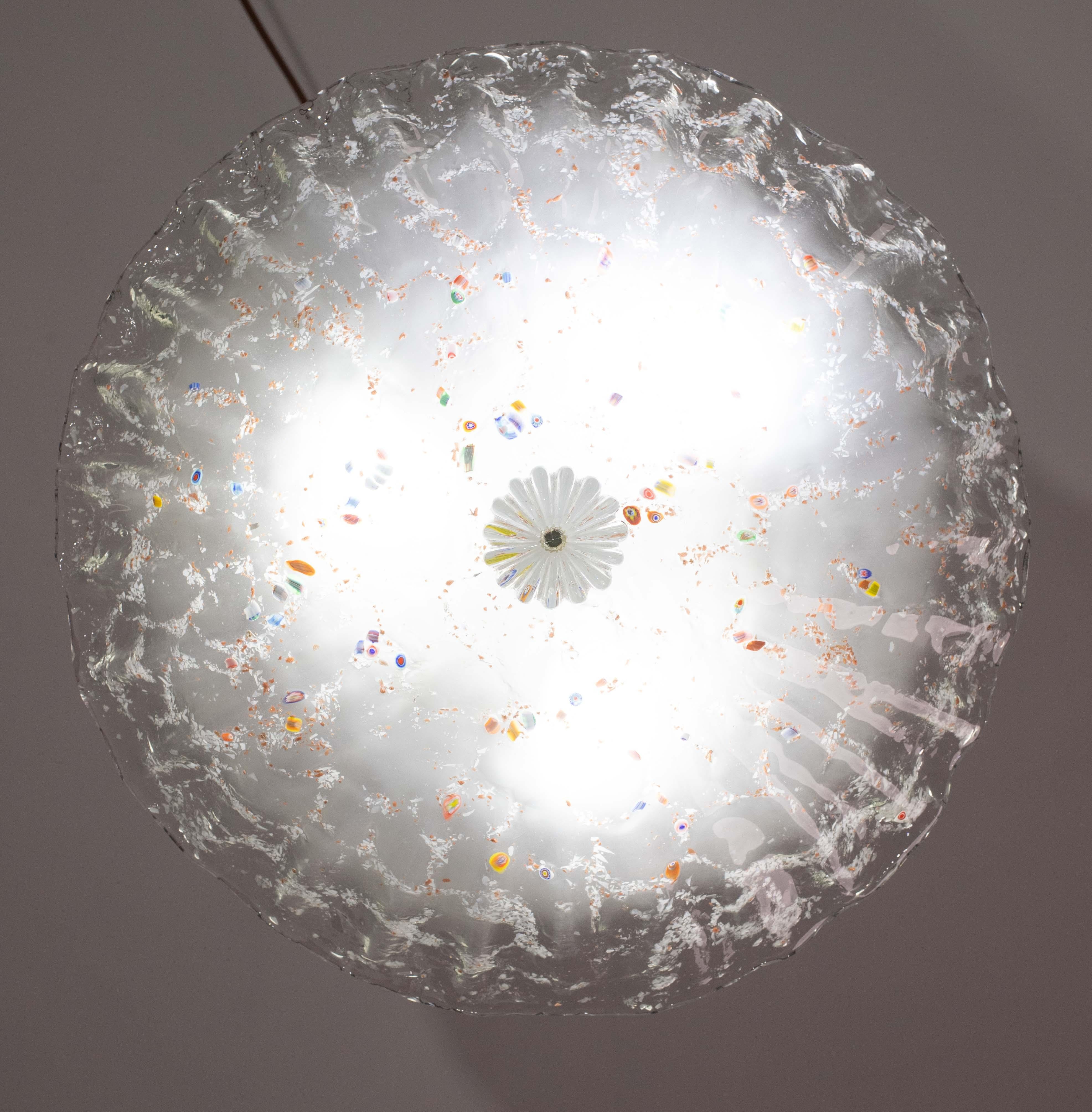 Vetro di Murano Plafoniera arcobaleno multicolore in vetro di Murano con Murano, anni '70 in vendita