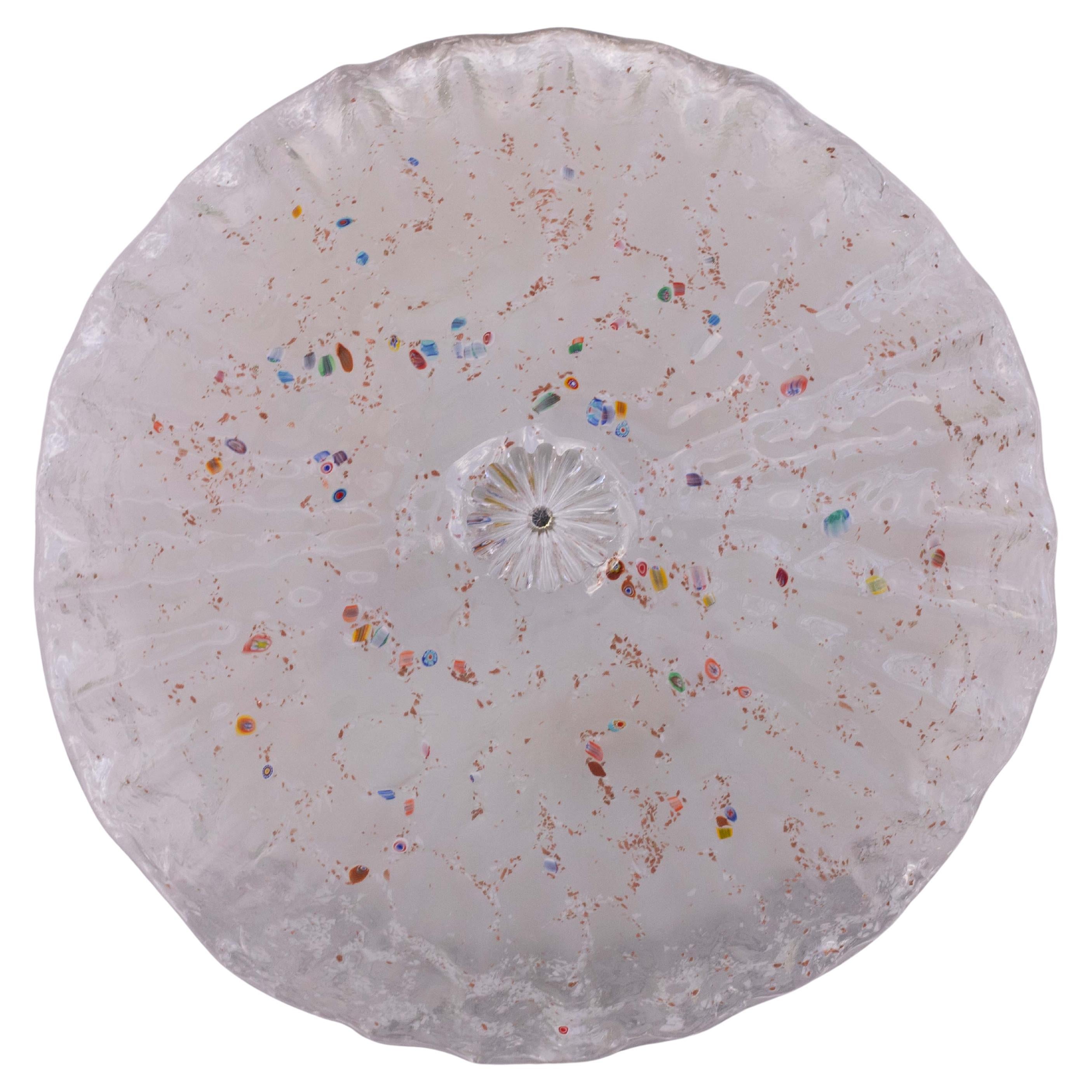 Multicolor Regenbogen Murano Glas mit Murrine Deckenleuchte, 1970er Jahre