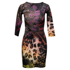 Multicolor Roberto Cavalli Animal Print Bodycon Dress Size US M