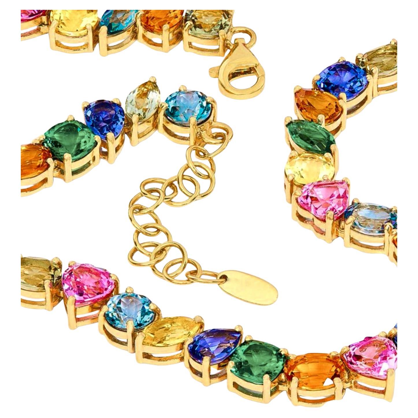 Collier de saphirs de Ceylan multicolores 44,00 carats en vente 1