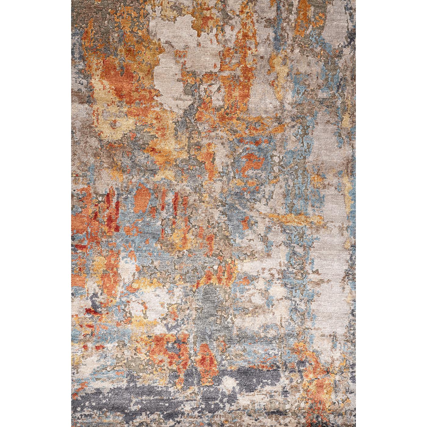 With its high-low pile in bamboo silk, and the warp and weft in cotton, this beautifully crafted Multicolor Rug is made in India using the Tibetan knotting technique (100 knots per square inch). This version features multiple colors, though the rug