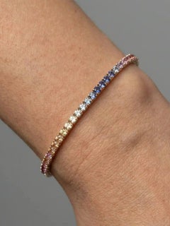 Multicolor Saphir 14K (18K Custom) Gold Tennisarmband