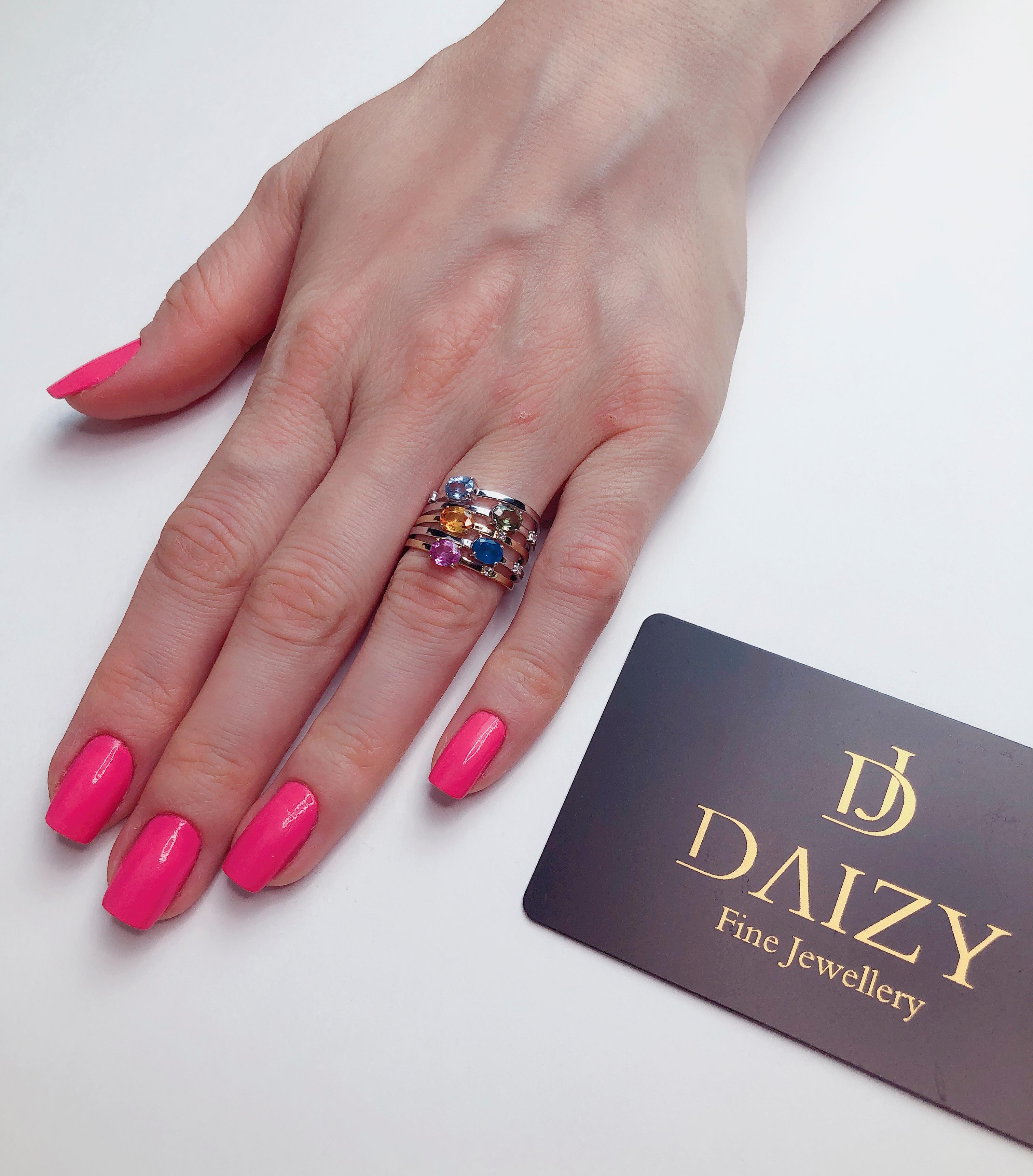 For Sale:  Multicolor sapphire 14k gold ring set. 3