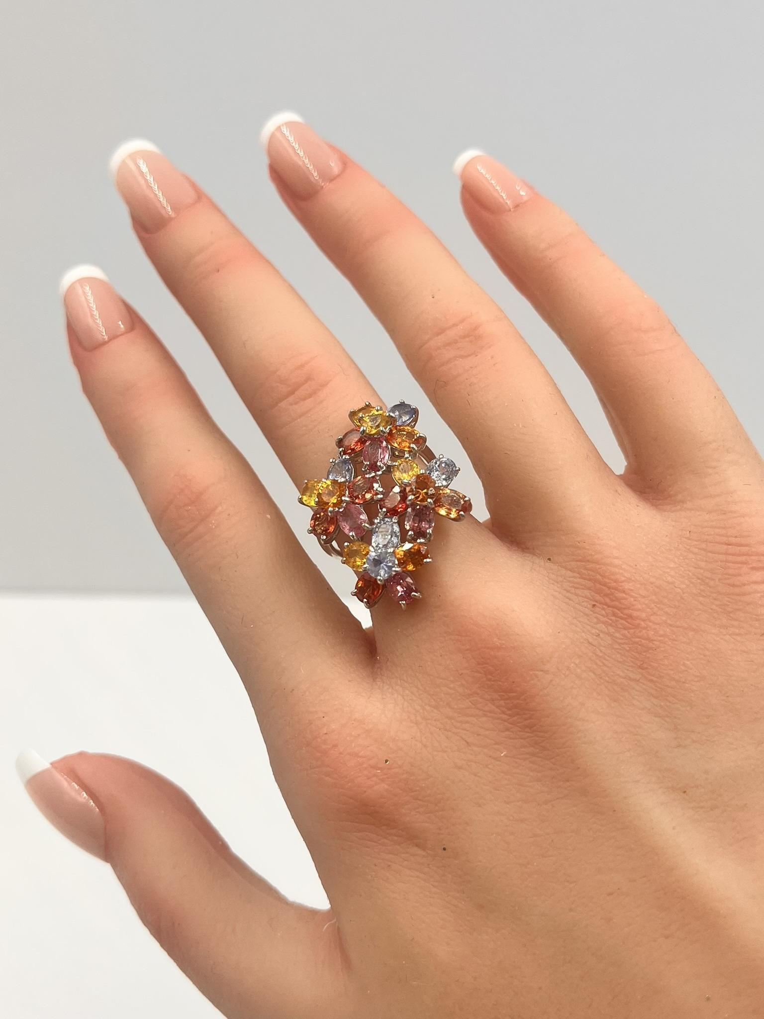 Multicolor Sapphire 18K Gold Ring im Angebot 6