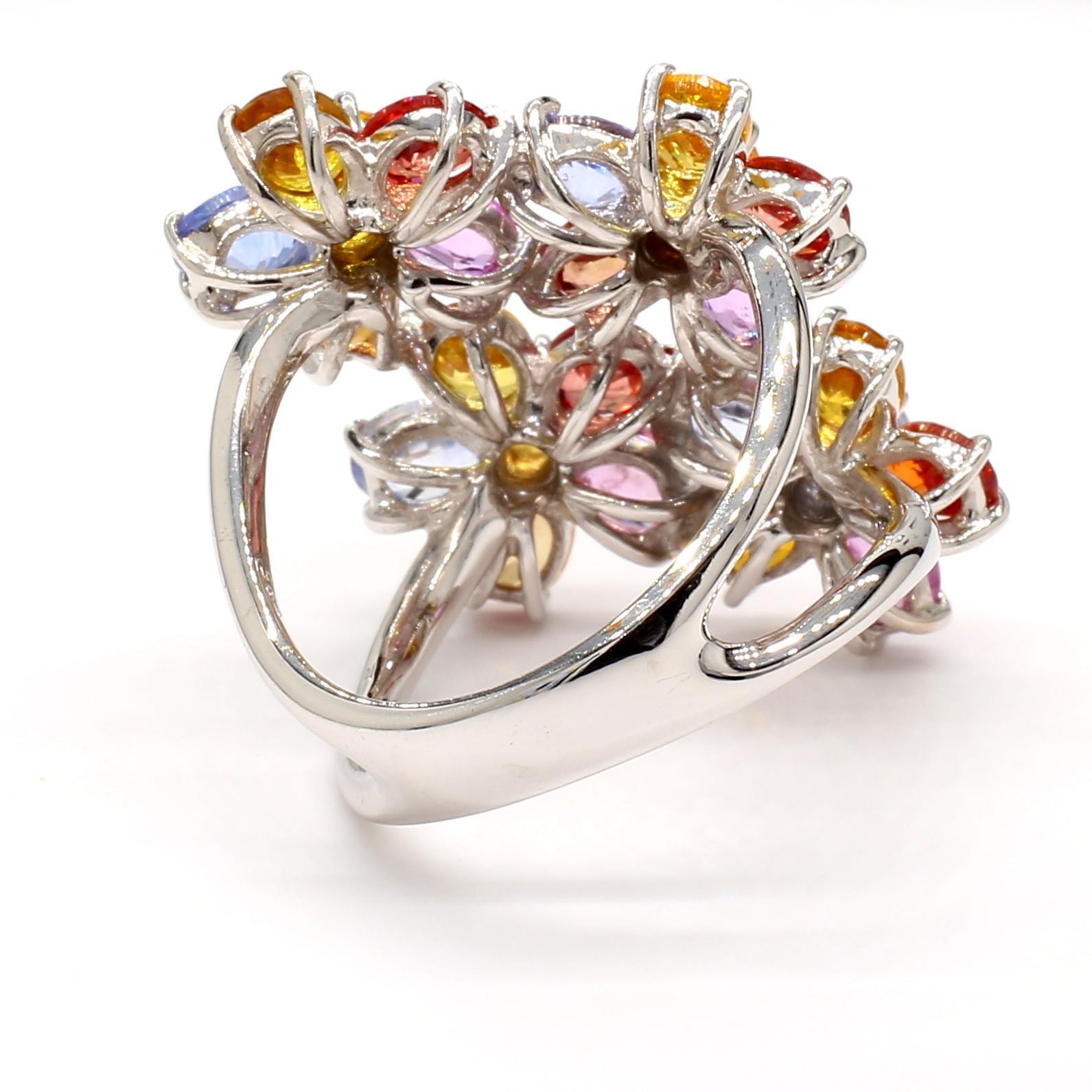 Multicolor Sapphire 18K Gold Ring im Angebot 1