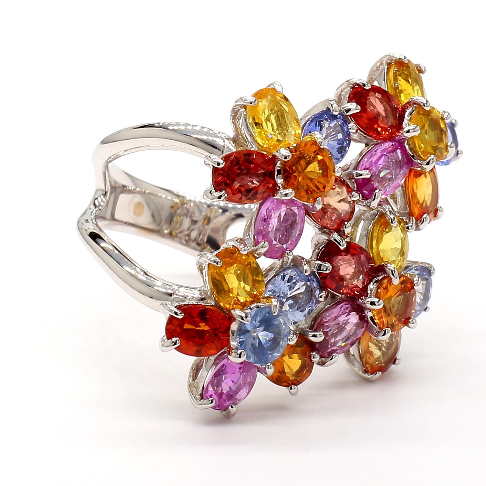Multicolor Sapphire 18K Gold Ring im Angebot 4