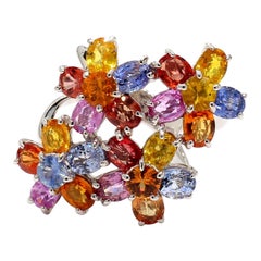 Anello in oro 18 carati con zaffiro multicolore