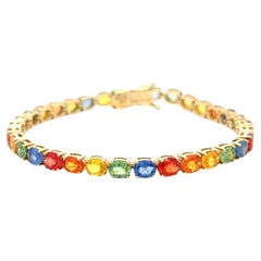 Bracelet en or jaune 14 carats avec saphirs multicolores 15,15 carats