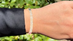 Mehrfarbiges Saphir-Armband Rosa Blau Weiß 9,52 Karat 14K Gelbgold vergoldet