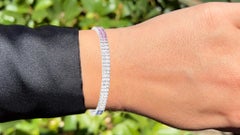 Bracelet de saphirs multicolores roses, bleus et blancs 9,52 carats en argent sterling