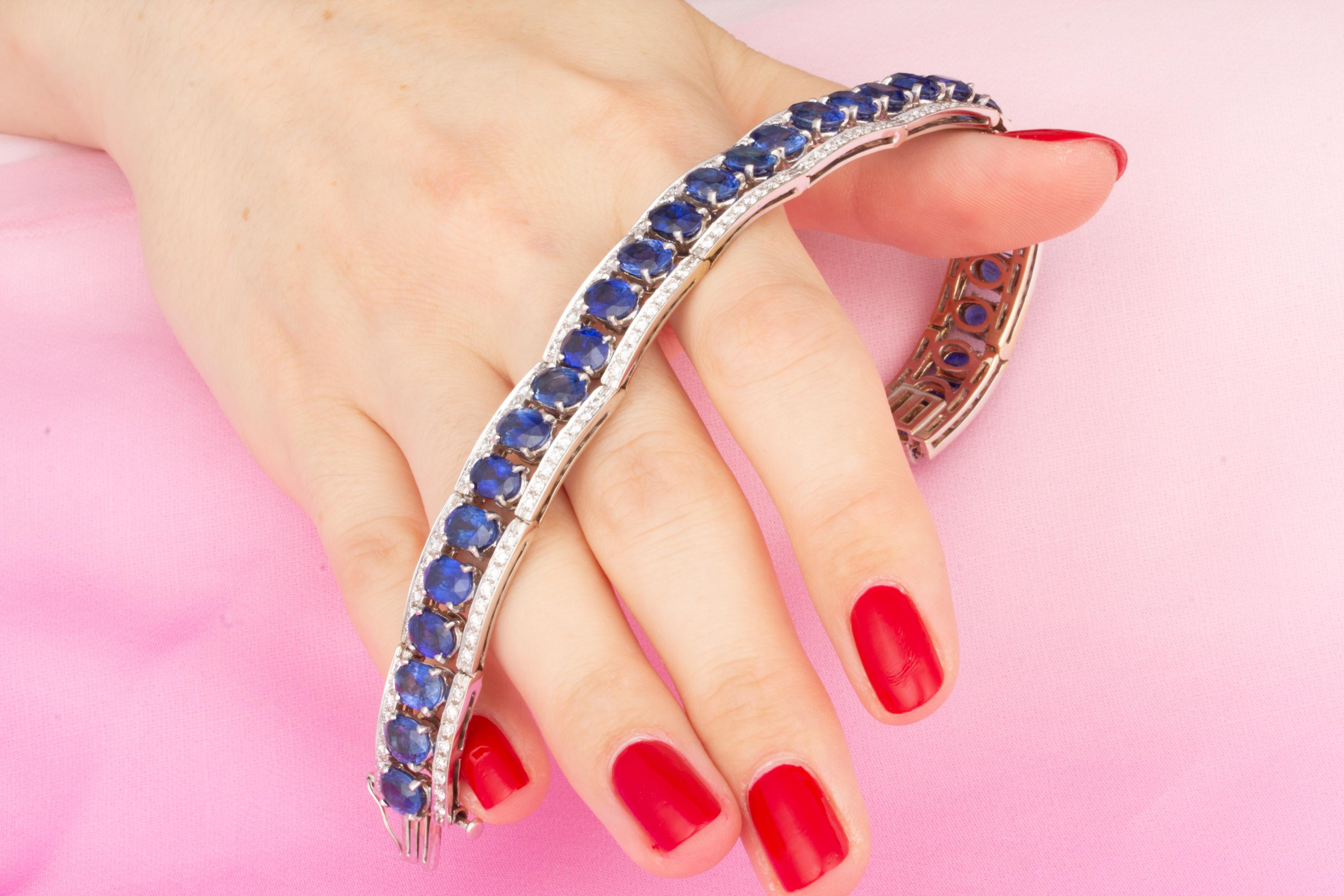 Multicolor Sapphire Bracelet Set with Diamonds Design by Ella Gafter For Sale 4