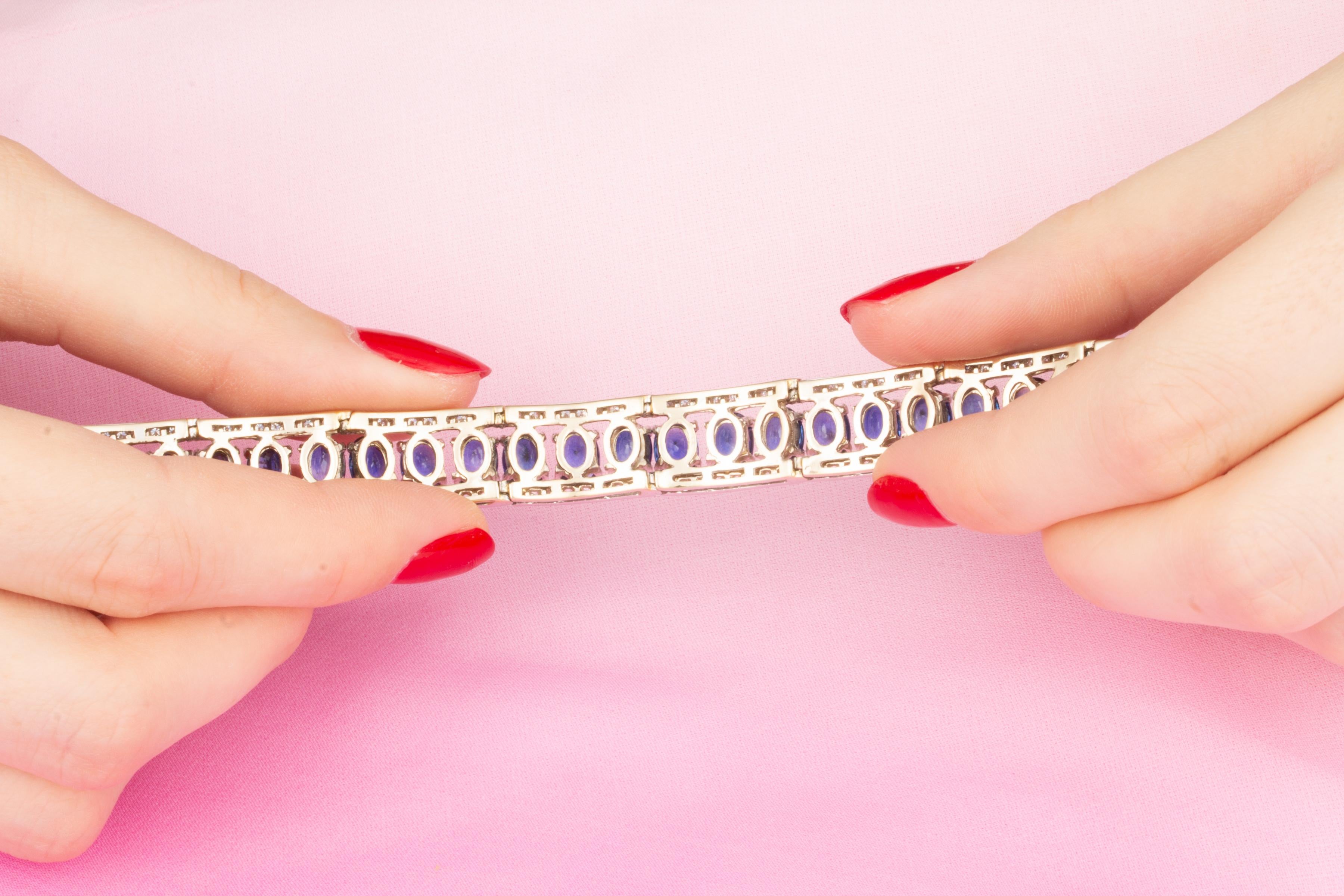 Multicolor Sapphire Bracelet Set with Diamonds Design by Ella Gafter For Sale 5