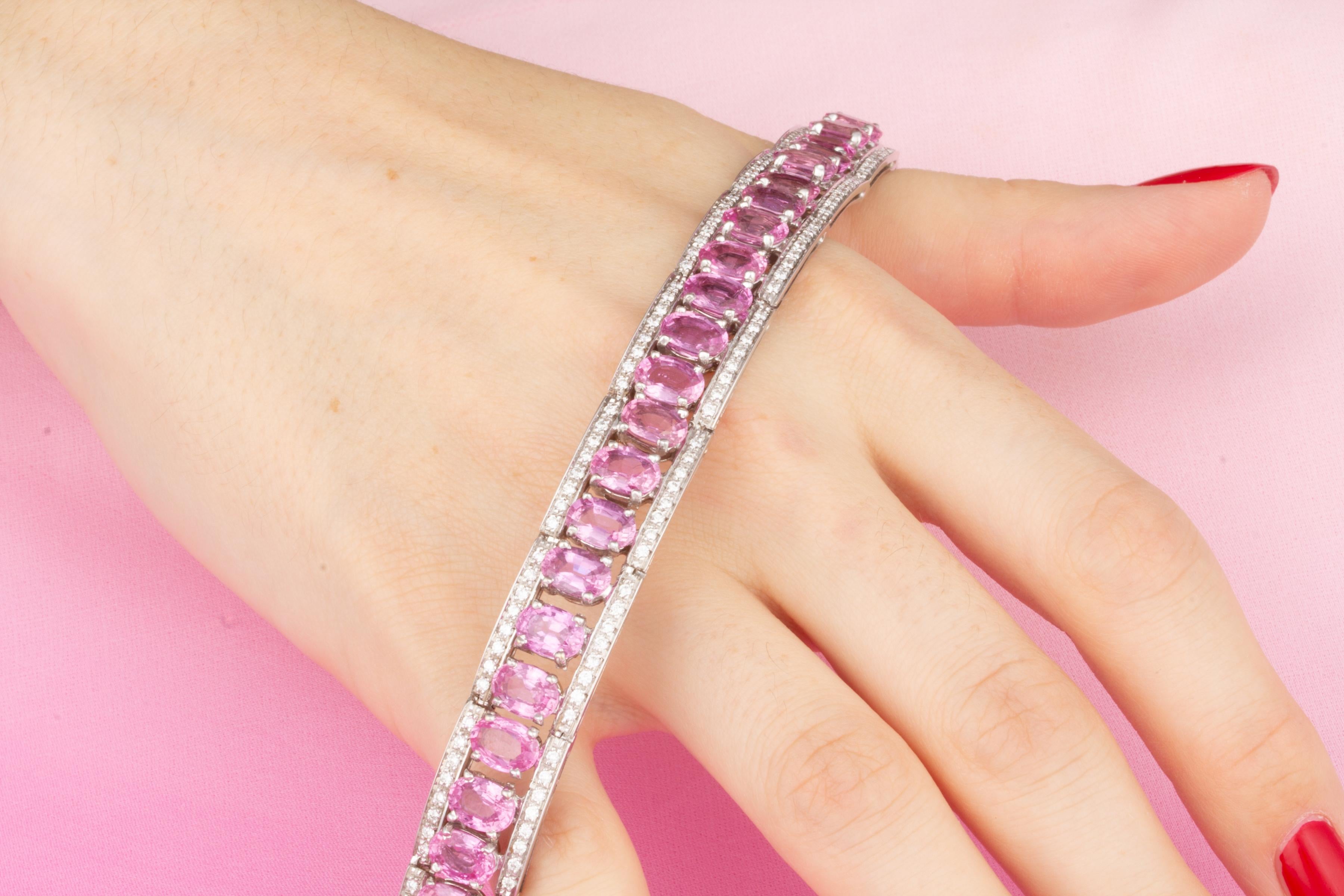 Multicolor Sapphire Bracelet Set with Diamonds Design by Ella Gafter In New Condition For Sale In New York, NY