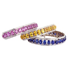 Multicolor Sapphire Bracelet Set with Diamonds Design by Ella Gafter