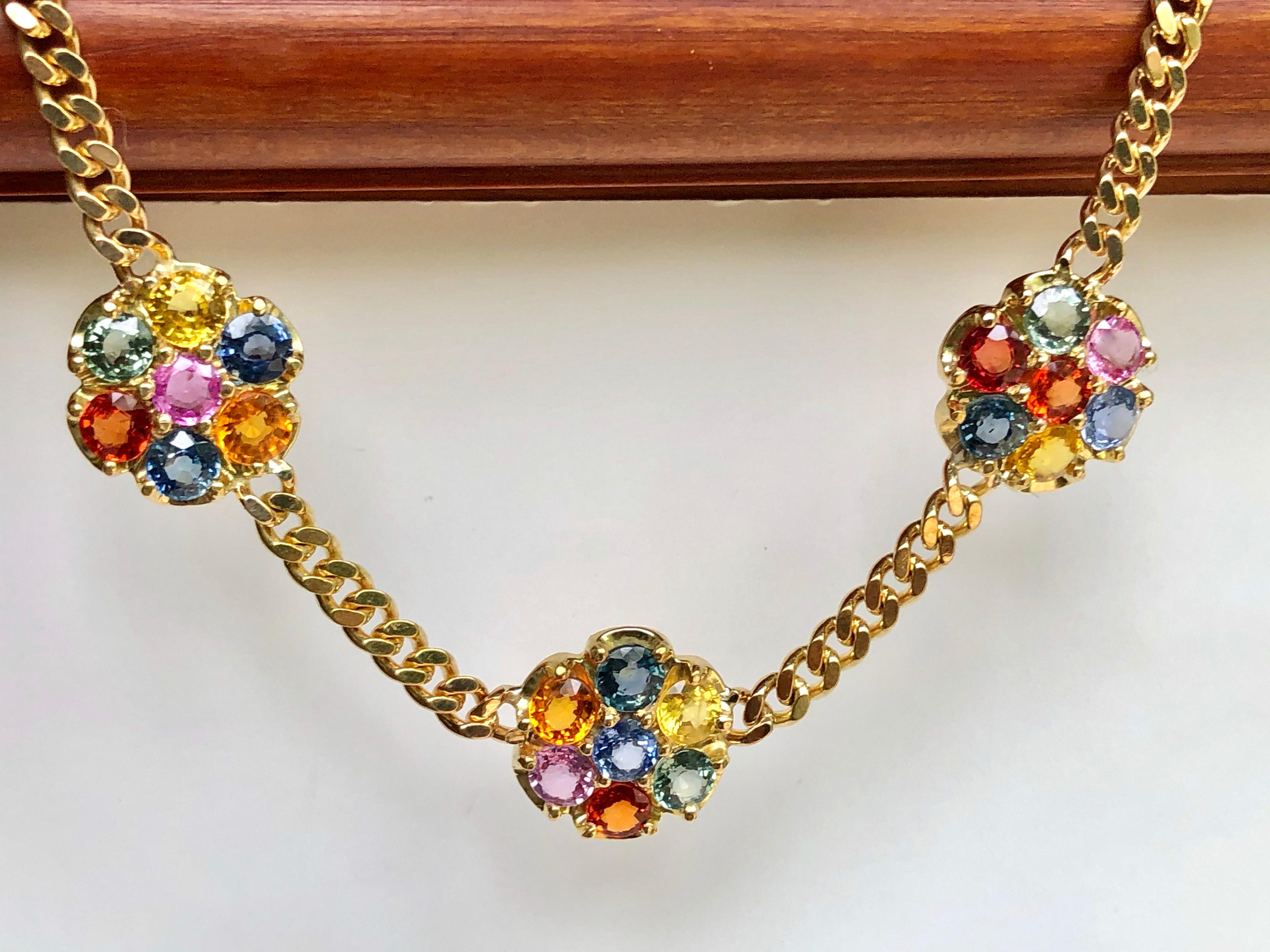 13,50 Karat Saphir Kette Halskette 18K Gelbgold im Angebot 5