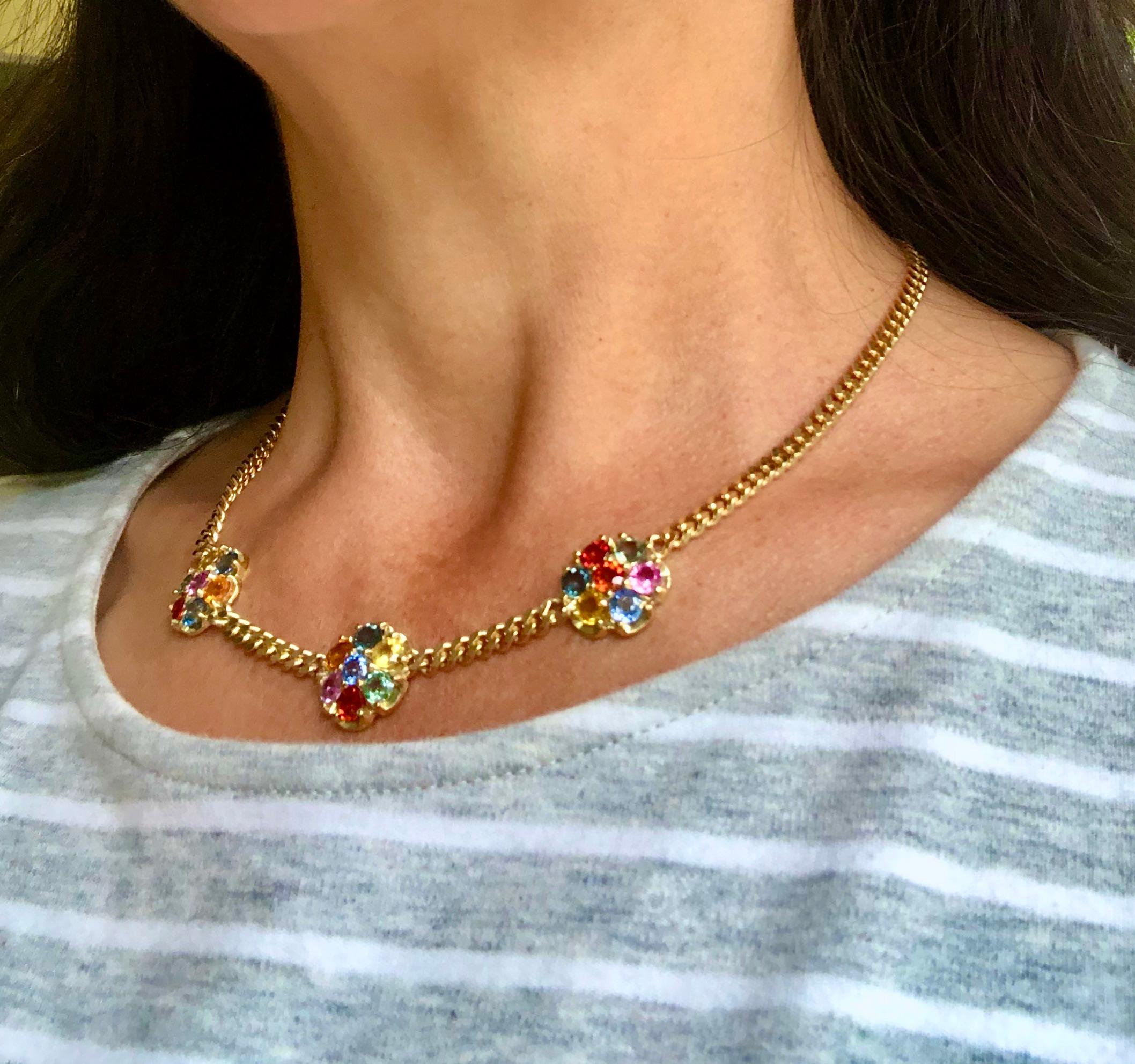 13,50 Karat Saphir Kette Halskette 18K Gelbgold Damen im Angebot