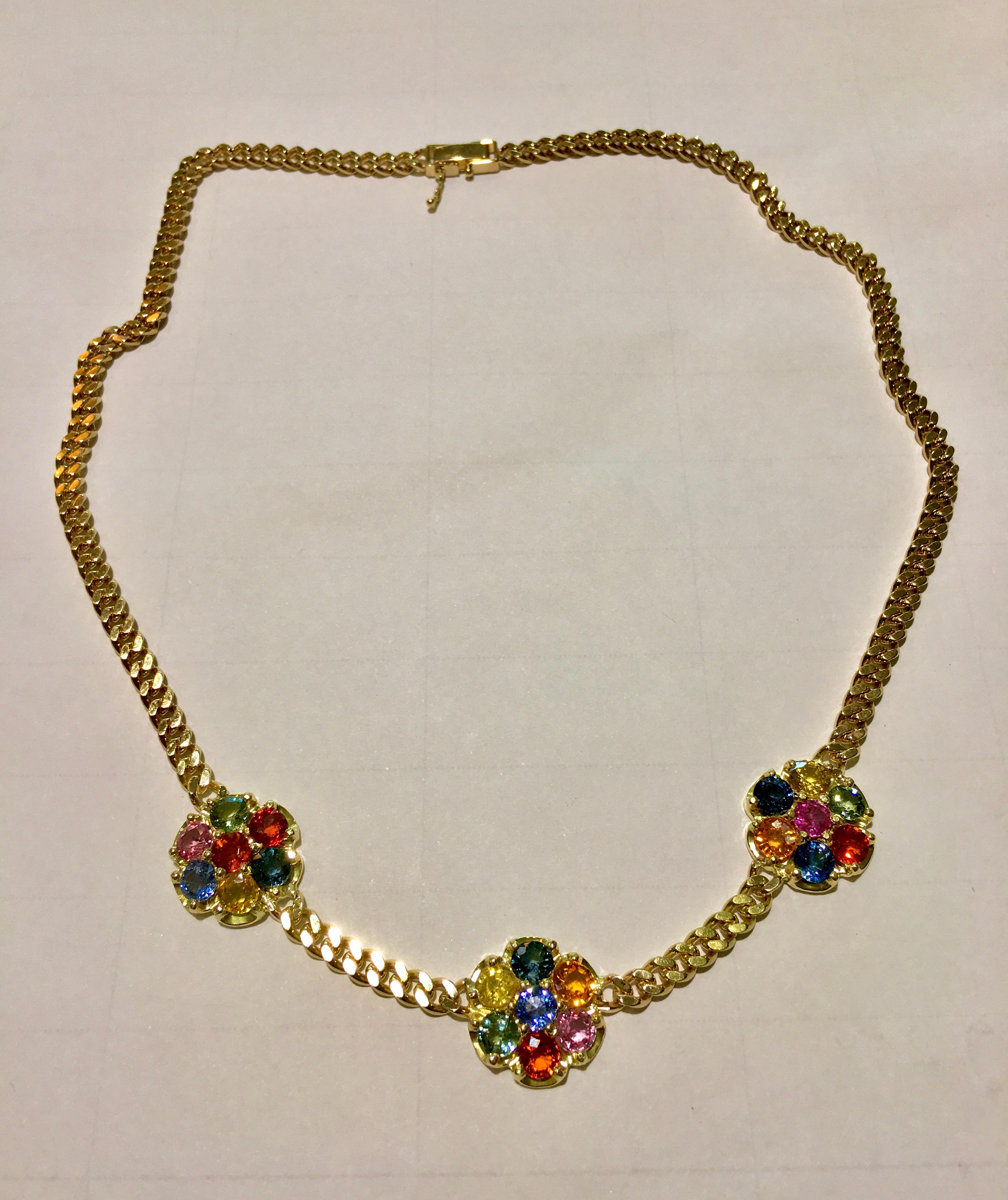 13,50 Karat Saphir Kette Halskette 18K Gelbgold im Angebot 9