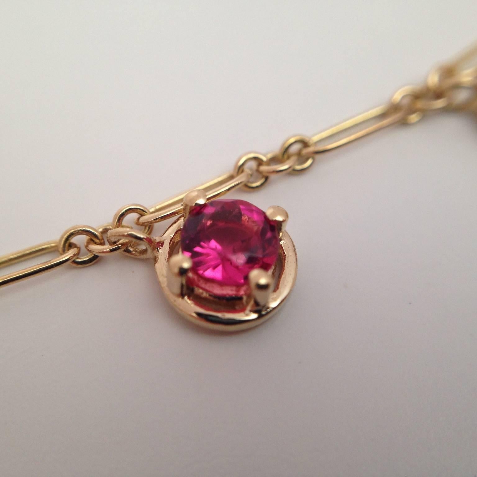 Multicolor Sapphire Gemstone Handmade Necklace 18K Gold 6