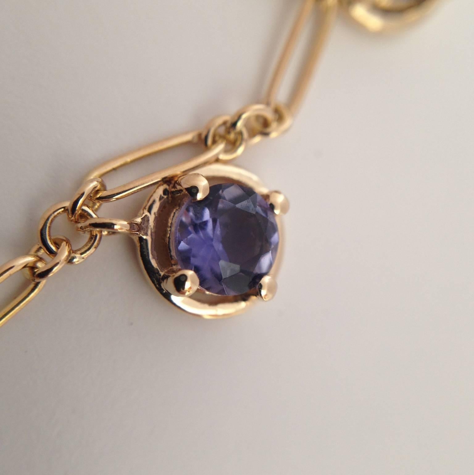 Multicolor Sapphire Gemstone Handmade Necklace 18K Gold 9