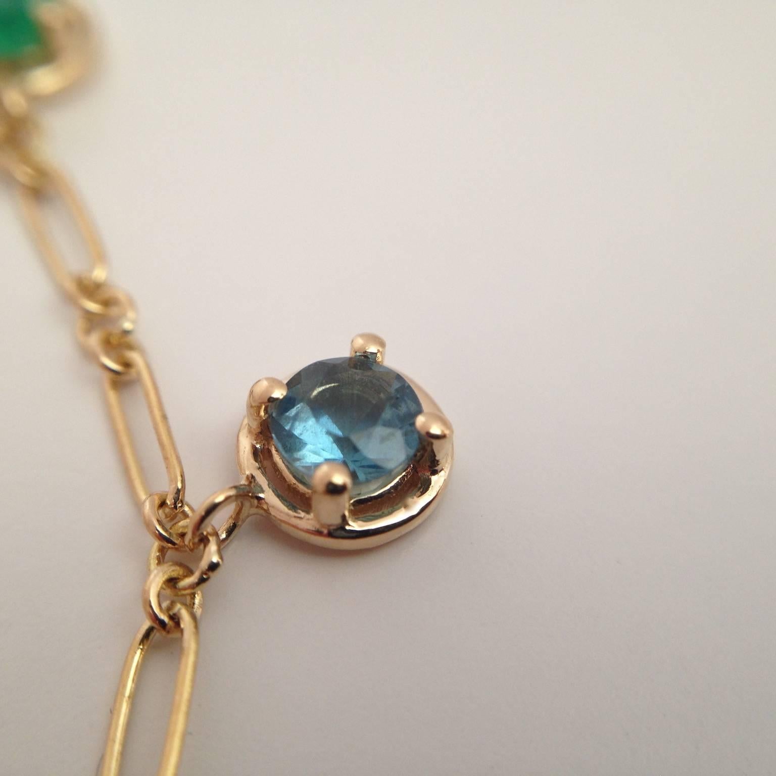 Multicolor Sapphire Gemstone Handmade Necklace 18K Gold 11