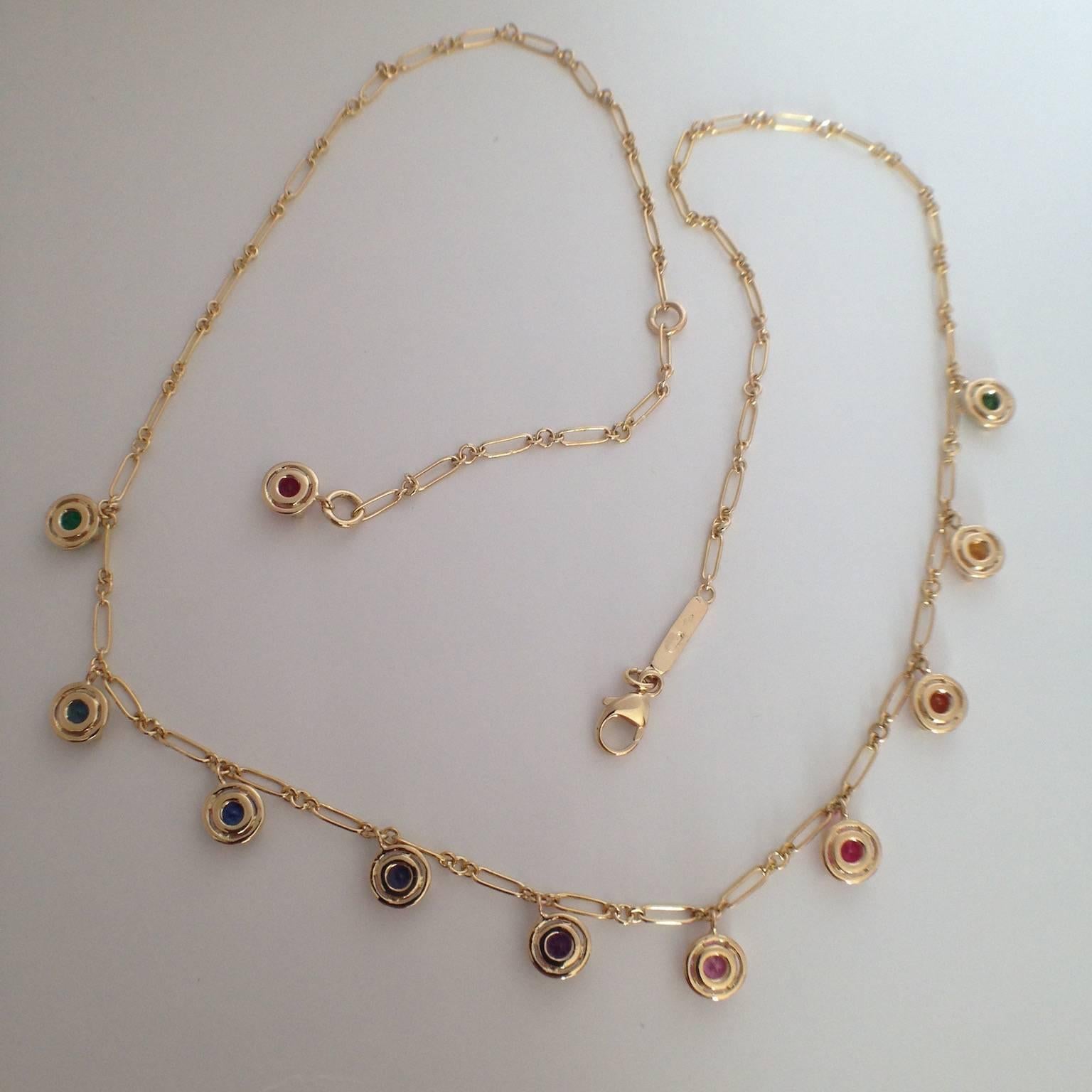 Multicolor Sapphire Gemstone Handmade Necklace 18K Gold 1