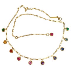 Multicolor Sapphire Gemstone Handmade Necklace 18K Gold