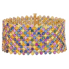 Multicolor Sapphire Mesh Bracelet. 65.53 Carats