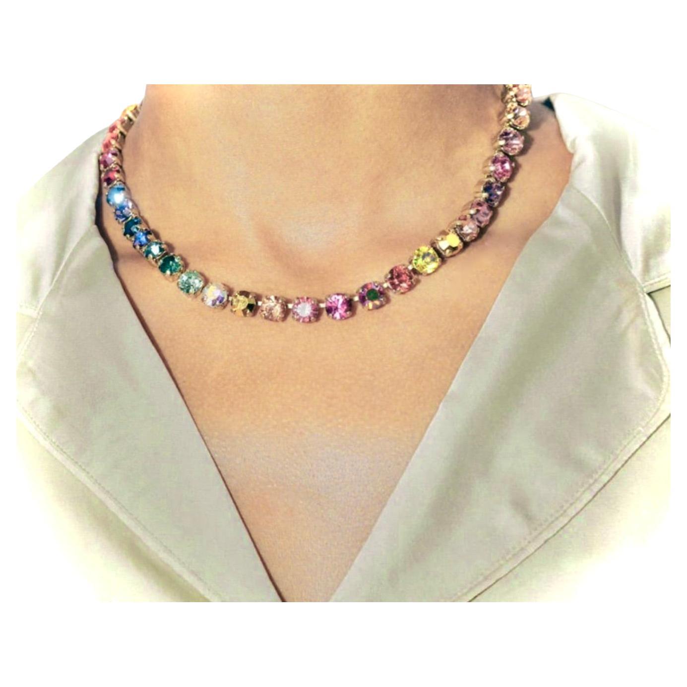 Taille ronde Collier de saphirs de Ceylan multicolores 44,00 carats en vente