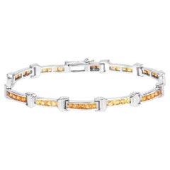 Mehrfarbiges Saphir-Tennisarmband, 6.44 Karat, Sterlingsilber