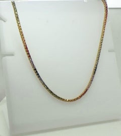 18K All Natural Rainbow Multi sapphire tennis necklaces