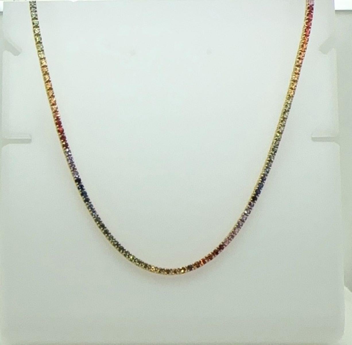 Contemporaneo Collane tennis multi zaffiro arcobaleno, 18 carati, tutte naturali in vendita