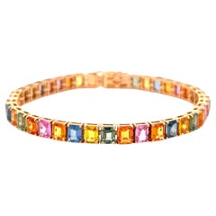 Multicolor Sapphires Bracelet Rainbow 21.40 Carats 18K Rose Gold