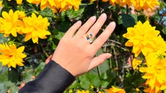 Multicolor Sapphires Cluster Ring Diamond Setting 18K Yellow Gold Plated