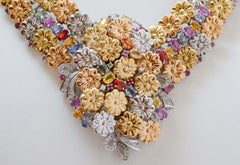 Collar Zafiros Multicolor, Diamantes, Oro Rosa 18Kt, Oro Amarillo, Oro Blanco