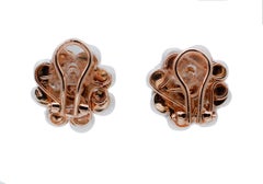 Multi-Color Sapphires, Diamonds, Pearls 14kt White and Rose Gold Flower Earrings