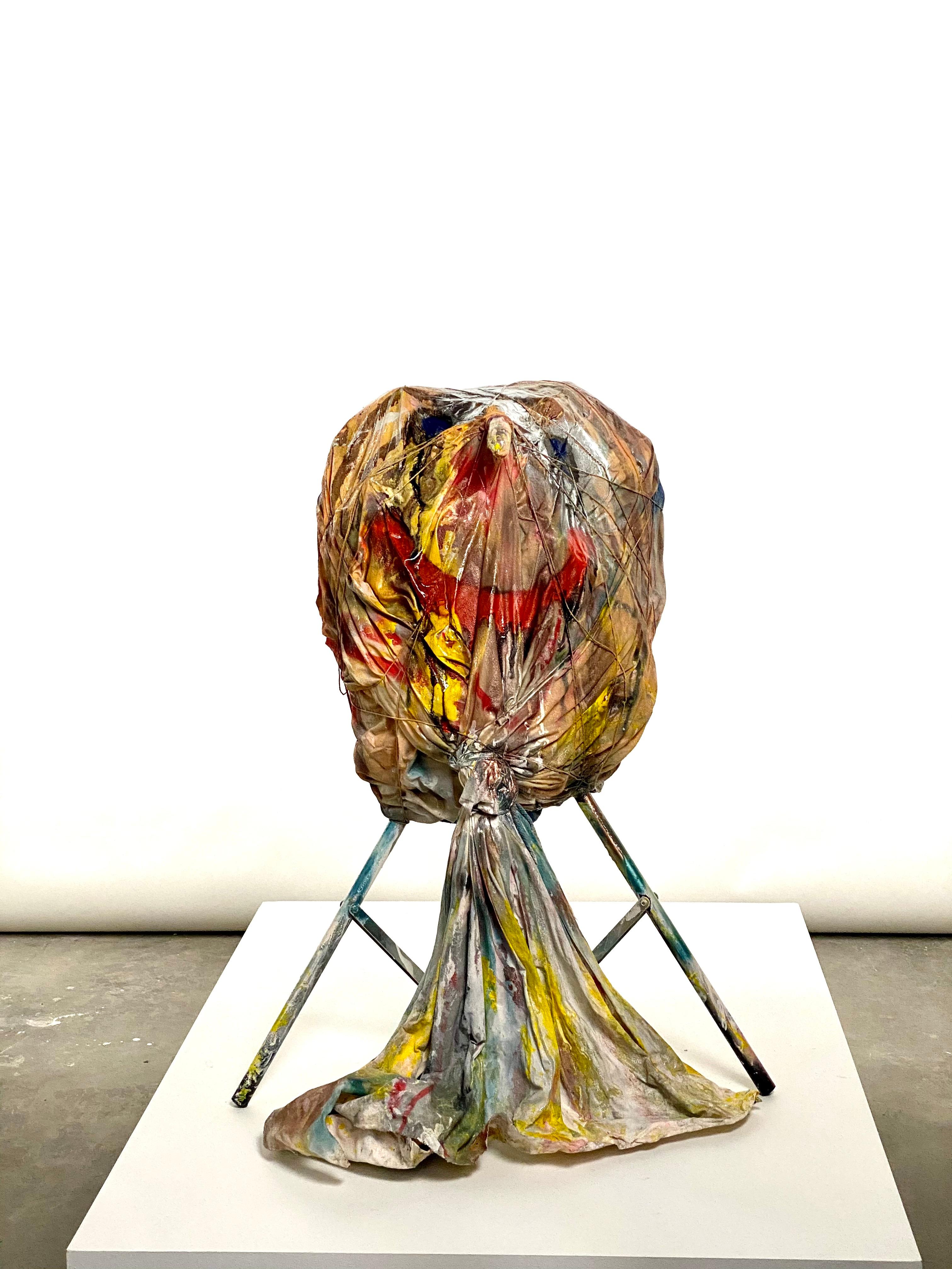 American Multicolor Sculptural Figure Face on Canvas 21st Century by Mattia Biagi For Sale
