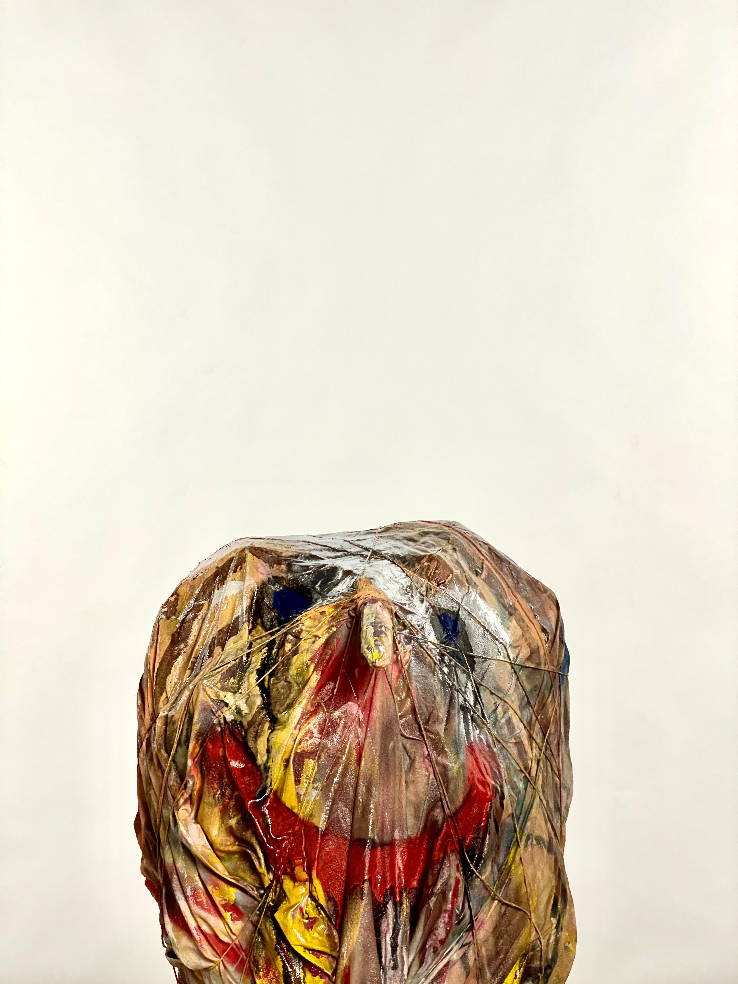 Multicolor Sculptural Figure Face on Canvas 21st Century by Mattia Biagi In New Condition For Sale In Culver City, CA