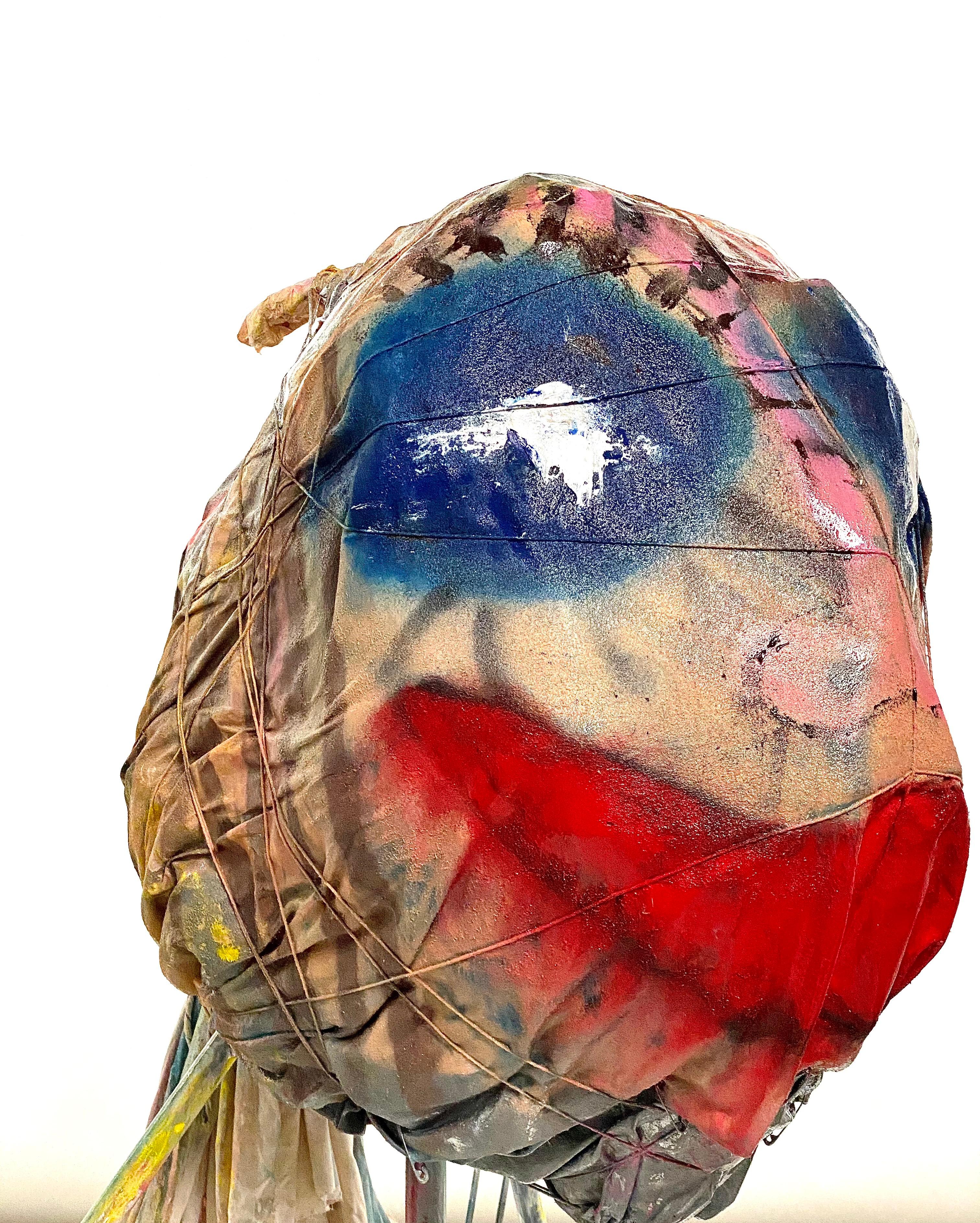Metal Multicolor Sculptural Figure Face on Canvas 21st Century by Mattia Biagi For Sale