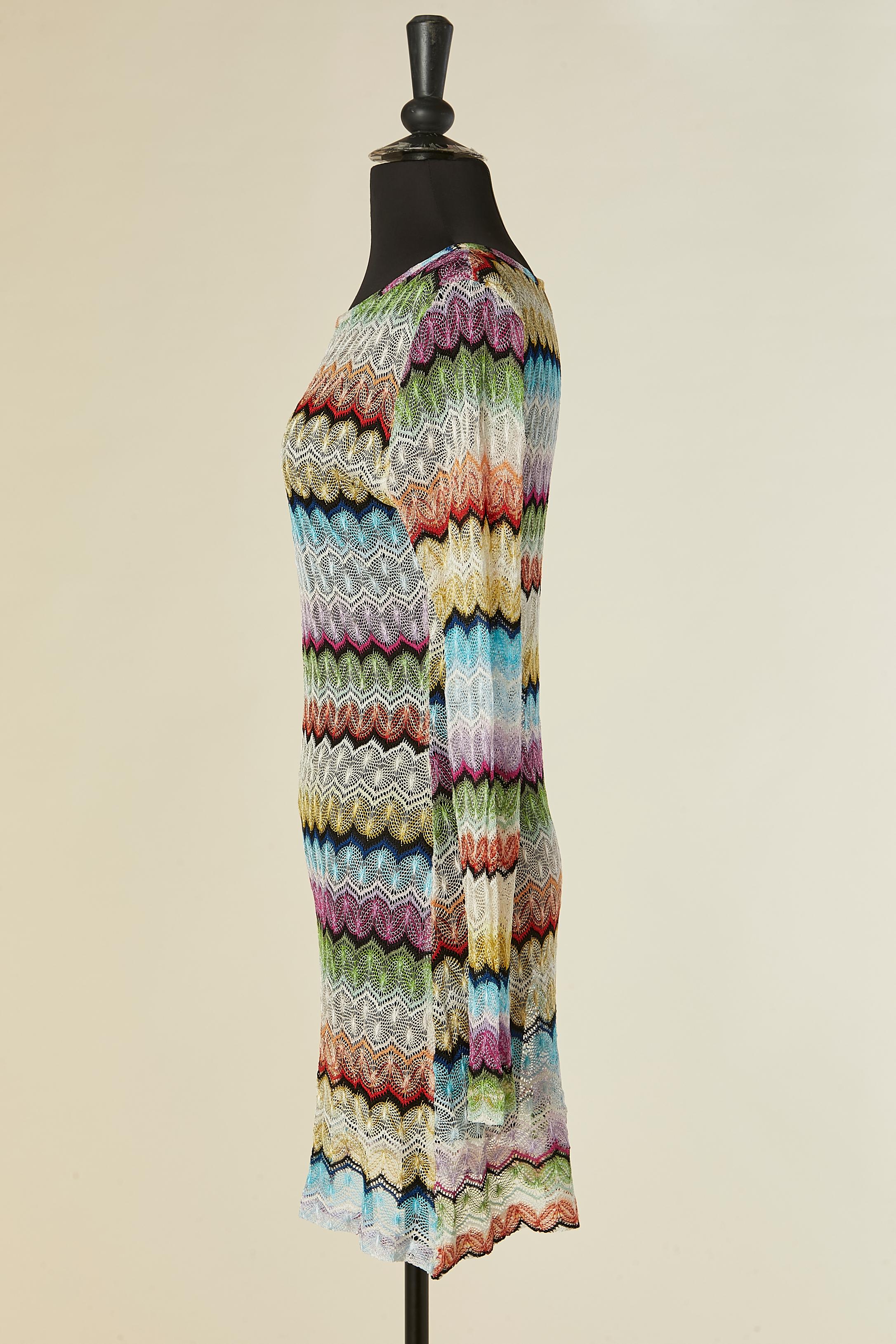 Multicolore transparent  Robe en jacquard de rayonne MISSONI Excellent état - En vente à Saint-Ouen-Sur-Seine, FR