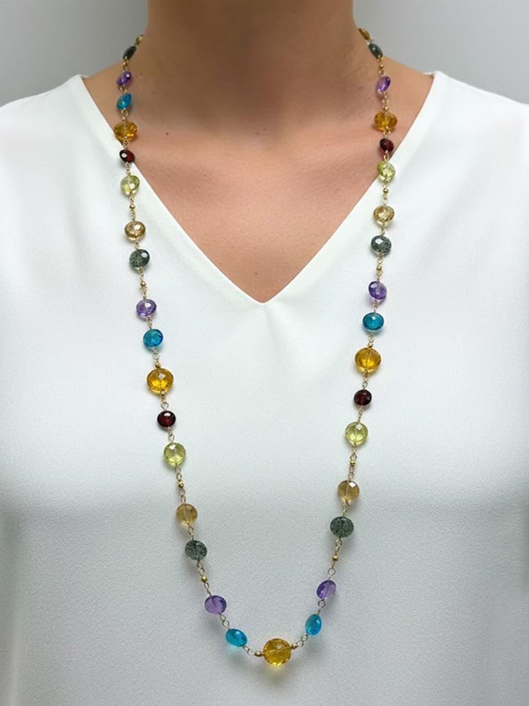 Collana Paradizia con pietre semipreziose multicolore