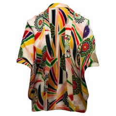 Multicolor Short Silk Kimono