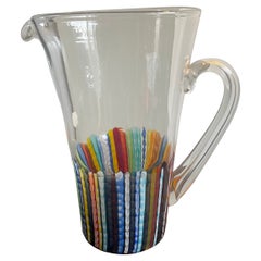 Multicolor Signed and Labeled Murano Pitcher by Cenedese, Italy 1950.