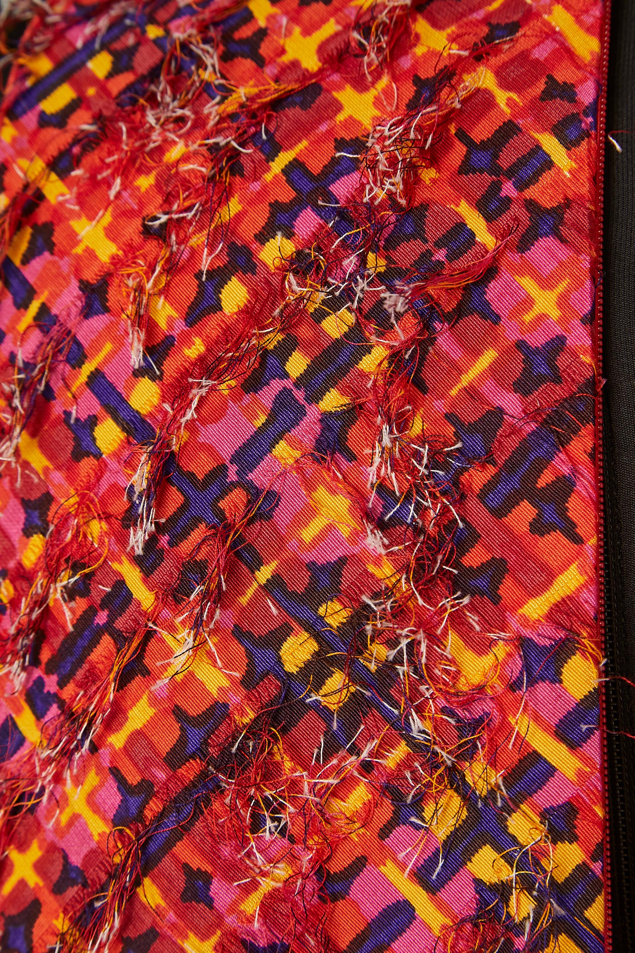 Multicolor silk jacquard and chiffon drape cocktail dress Bottega Veneta In Excellent Condition In Saint-Ouen-Sur-Seine, FR