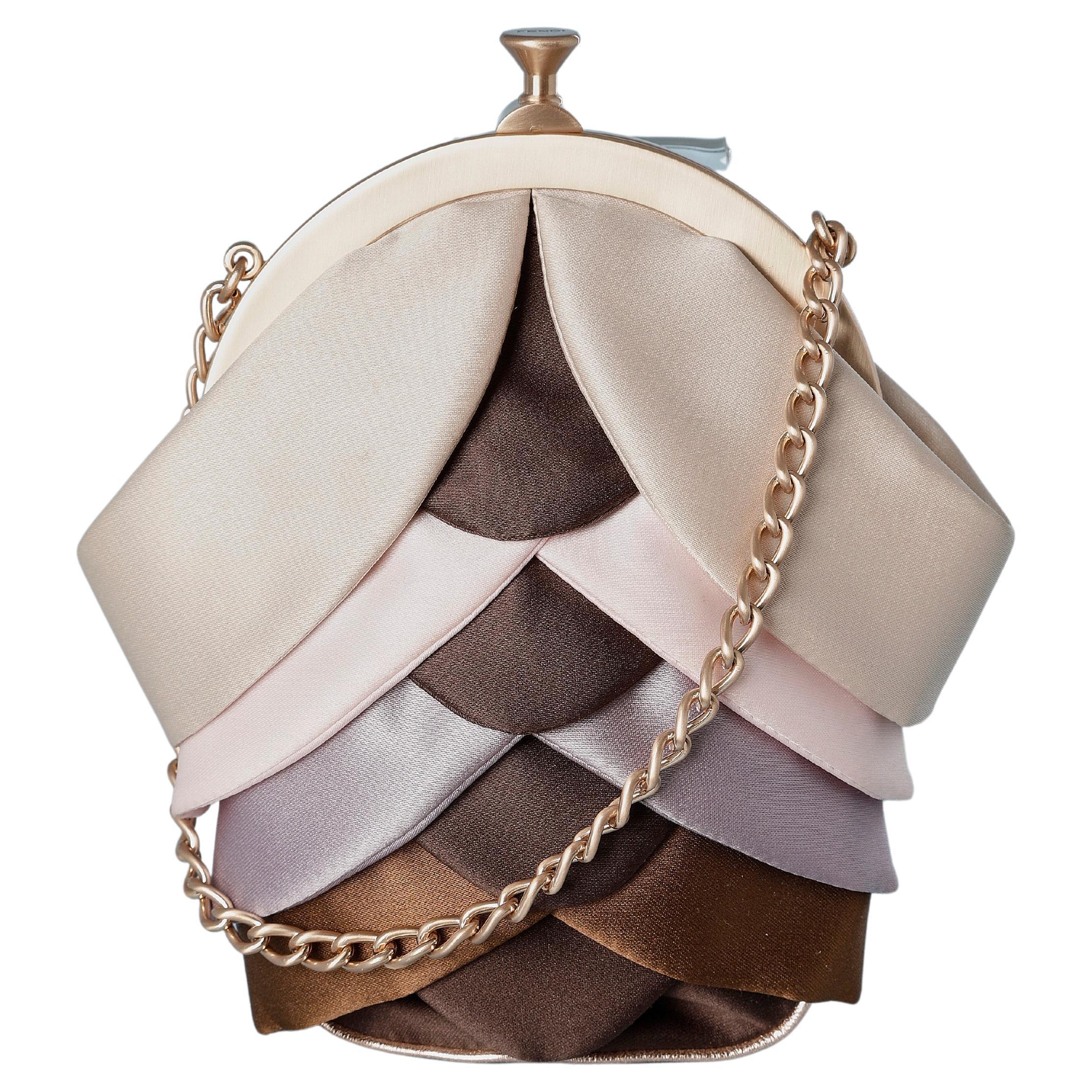 Multicolor silk satin petals minaudière with chain handle FENDI  ( Numbered)  For Sale