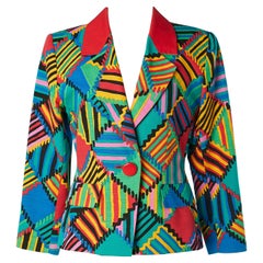 Veste croisée multicolore avec col rouge Yves Saint Laurent